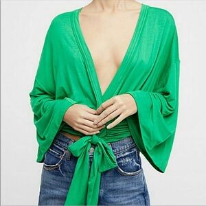 Free people Green Women's Tie-Front Top small